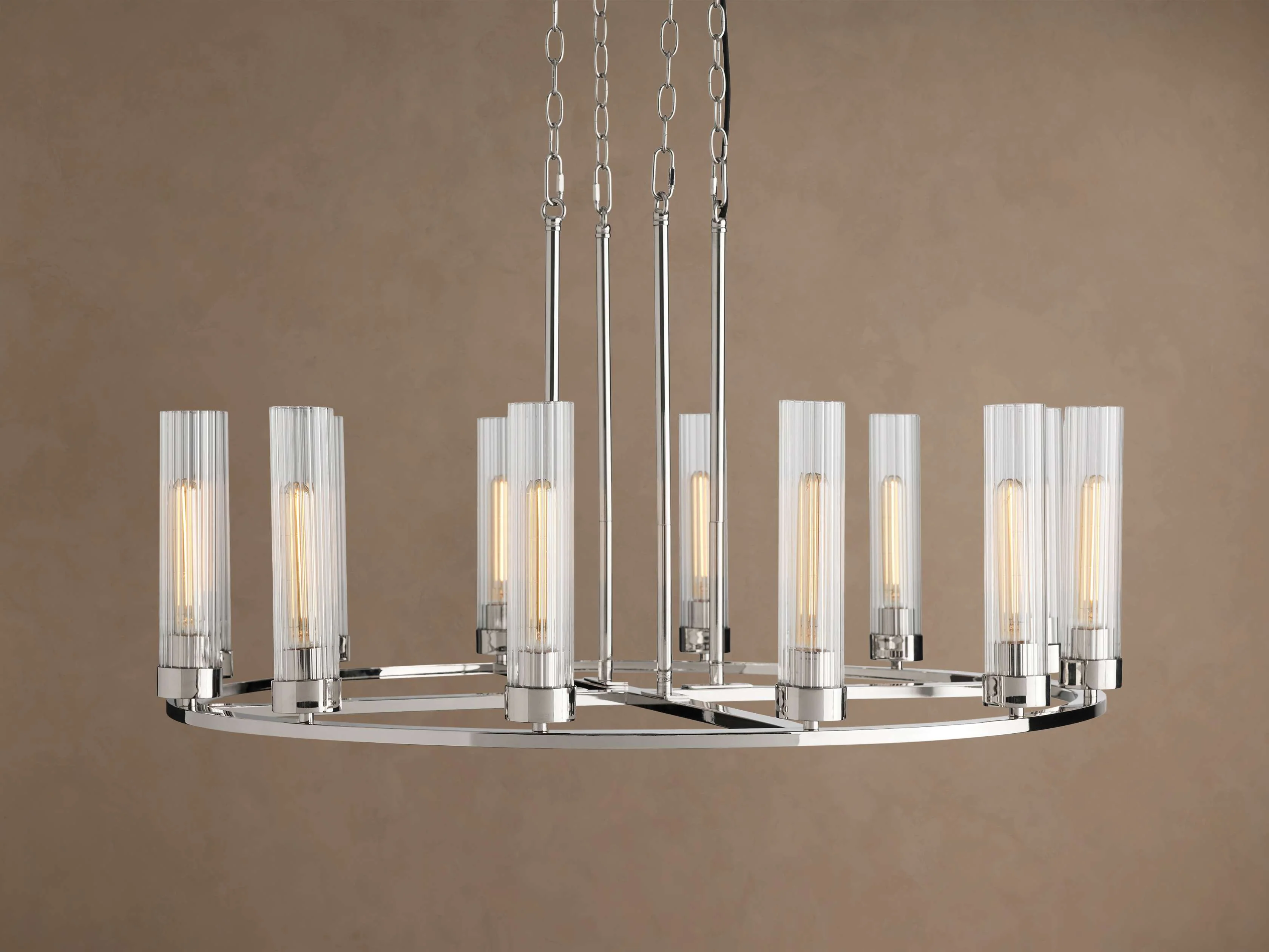 Andreas 12 Light Round Chandelier in Nickel