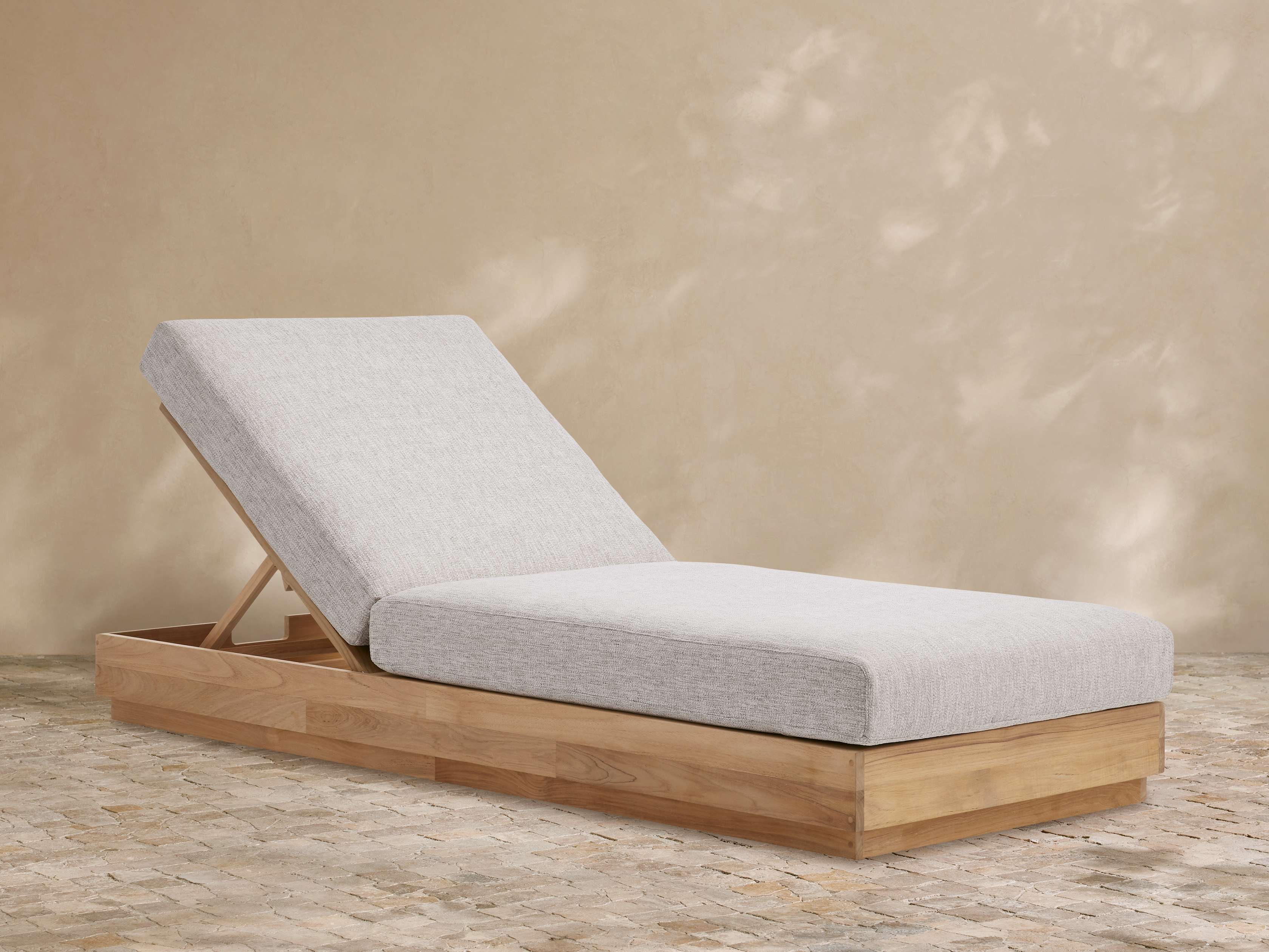 Bal Harbour Outdoor Teak Chaise in Shardai Zinc