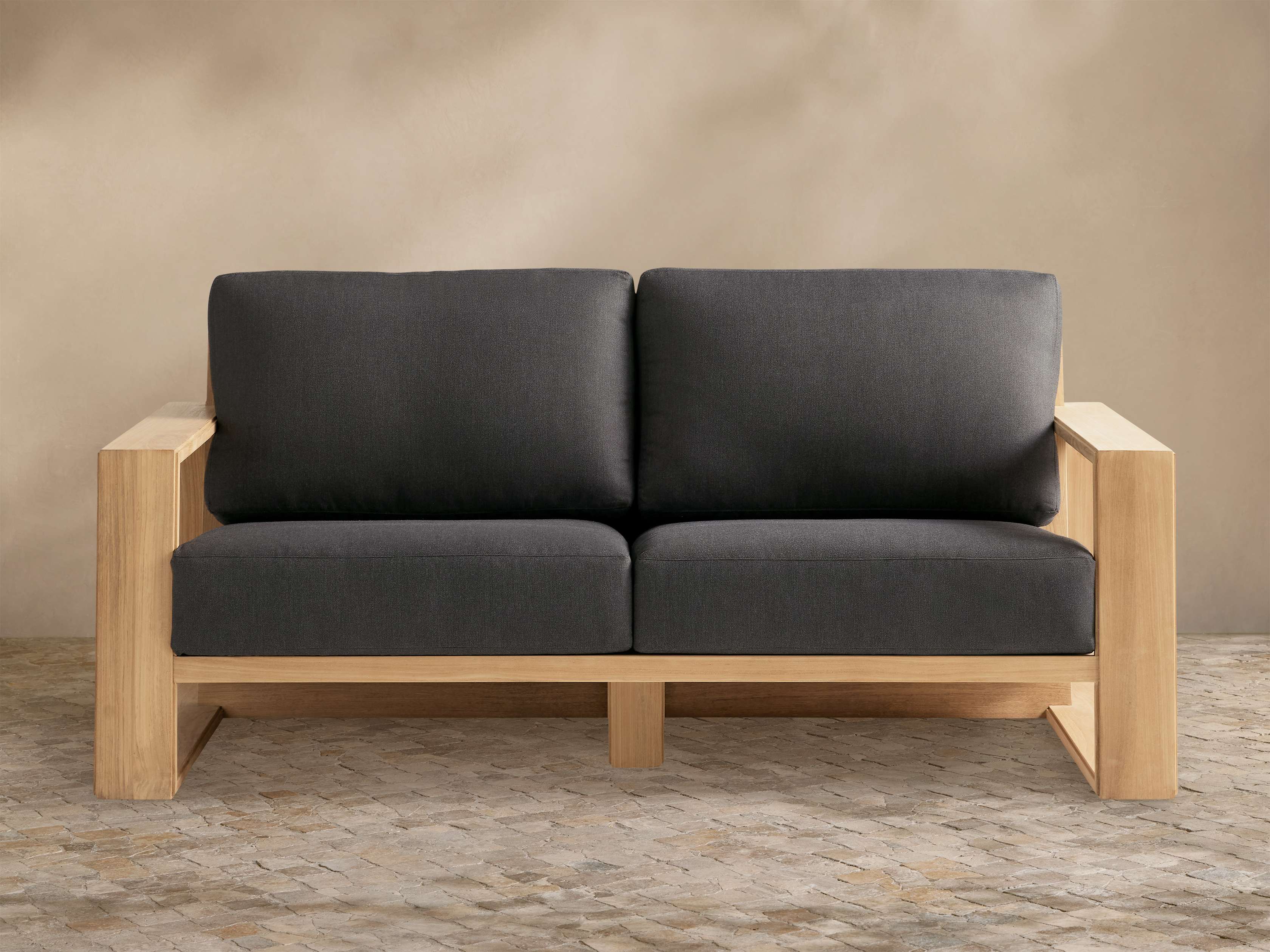Canyon Outdoor Teak Sofa in Rosemount Graphite