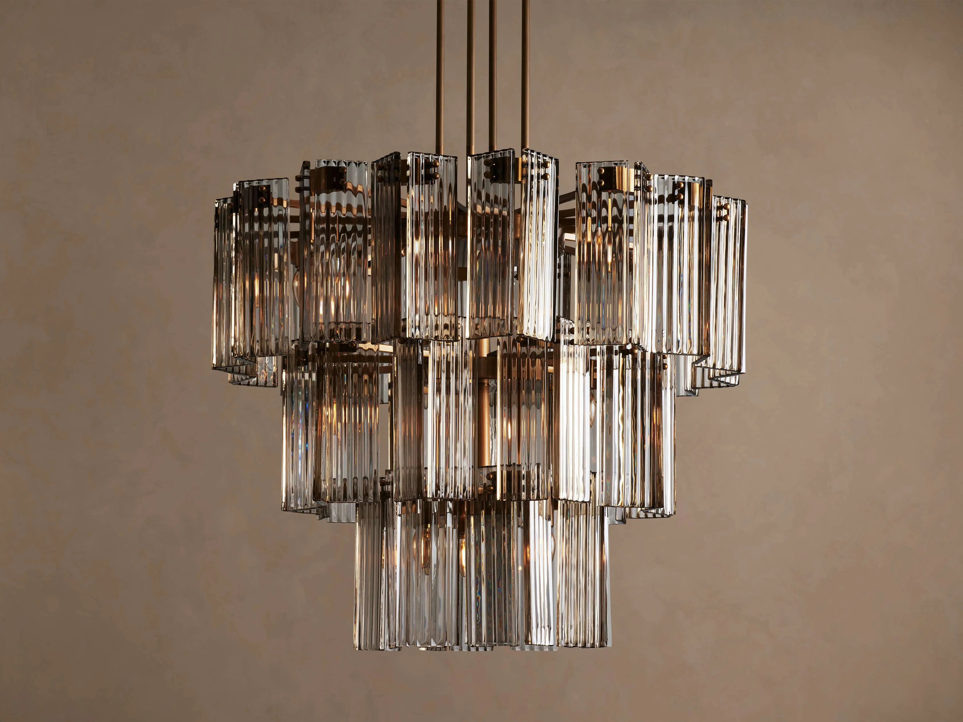Delsie 38" Round Chandelier with Smoke Glass