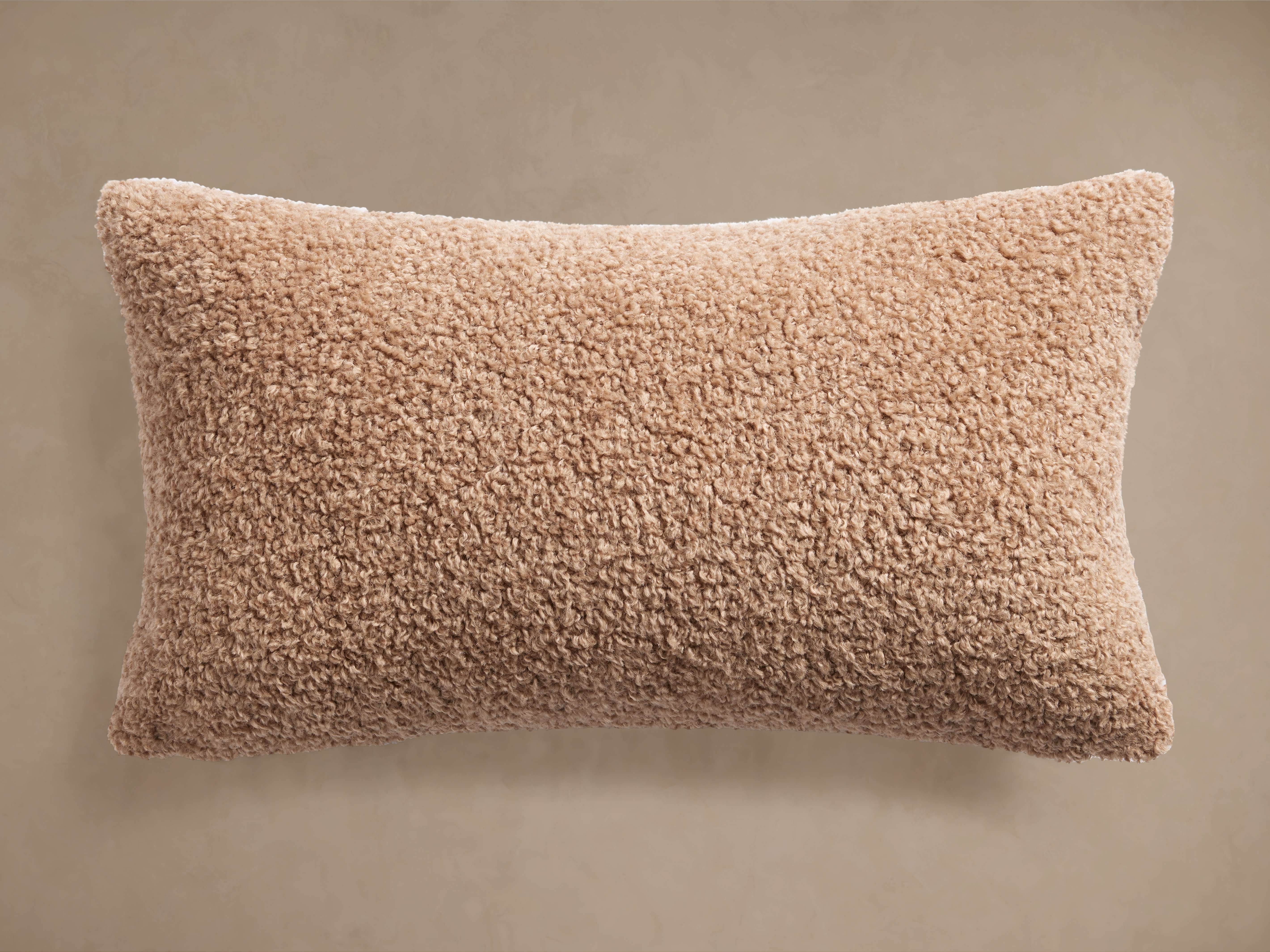 Faux Sherpa Lumbar Pillow Cover in Dune