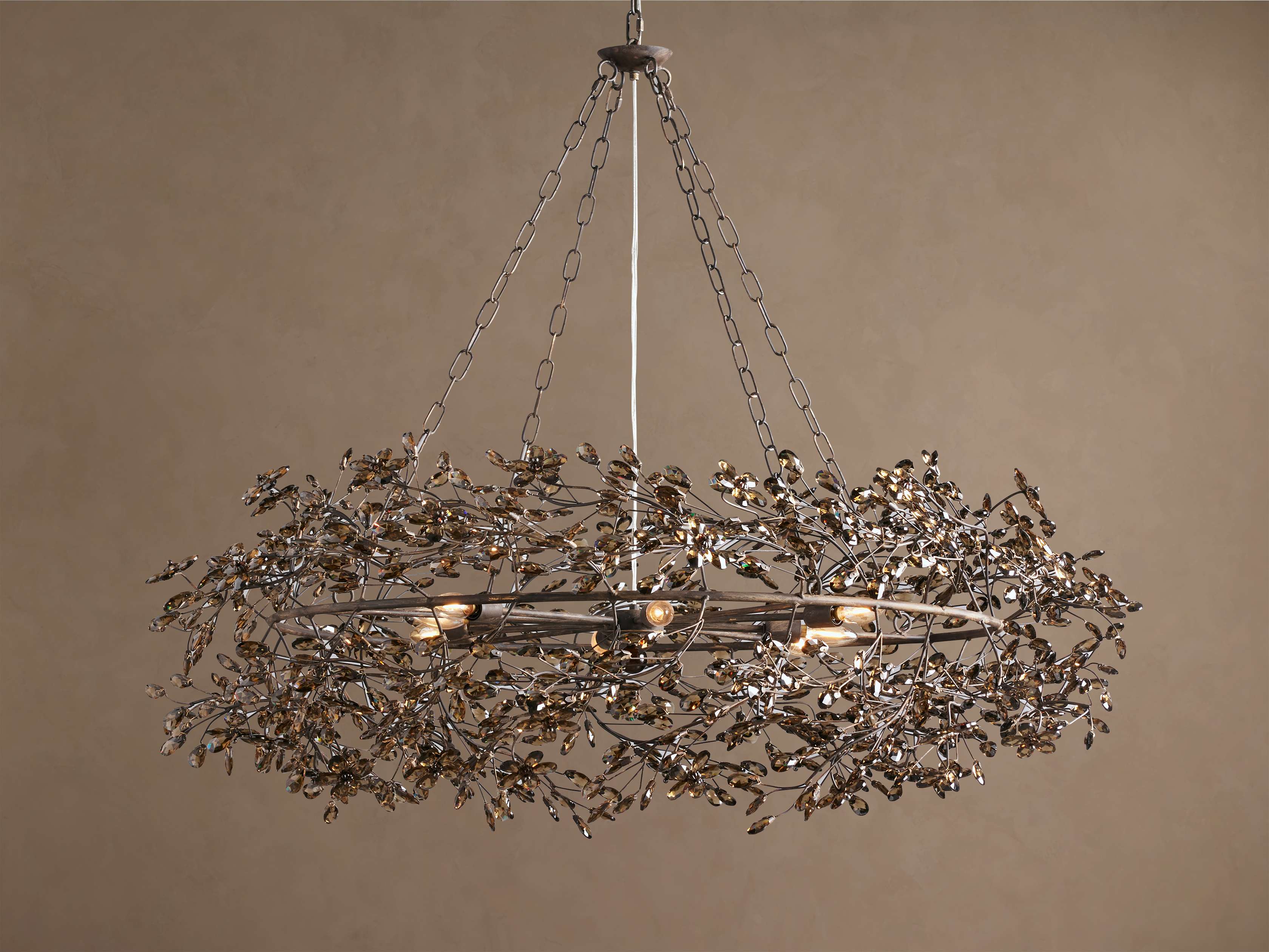 Fiore 48" Crown Chandelier in Bronze with Smoke Glass