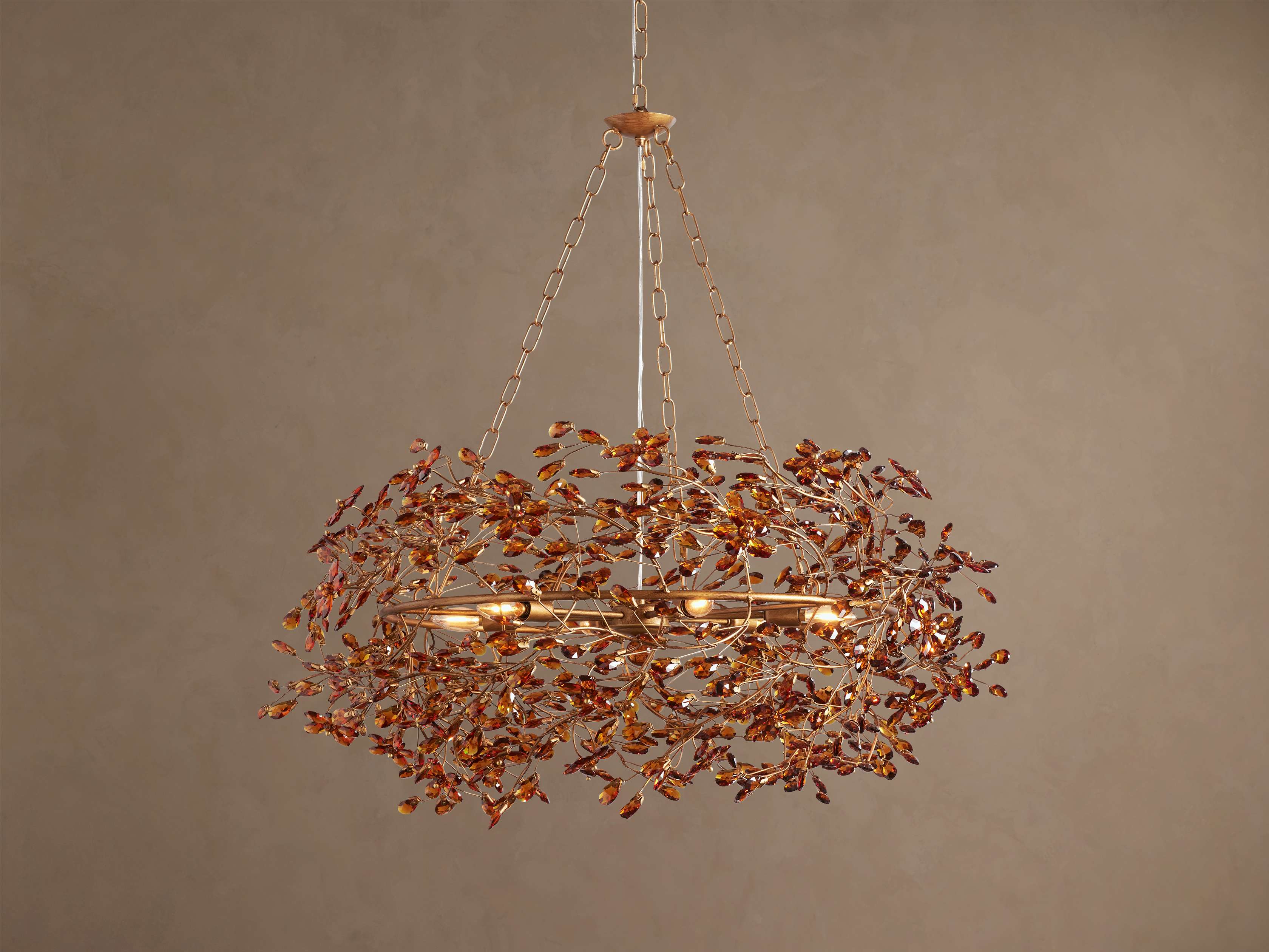 Fiore Crown Chandelier with Amber Glass
