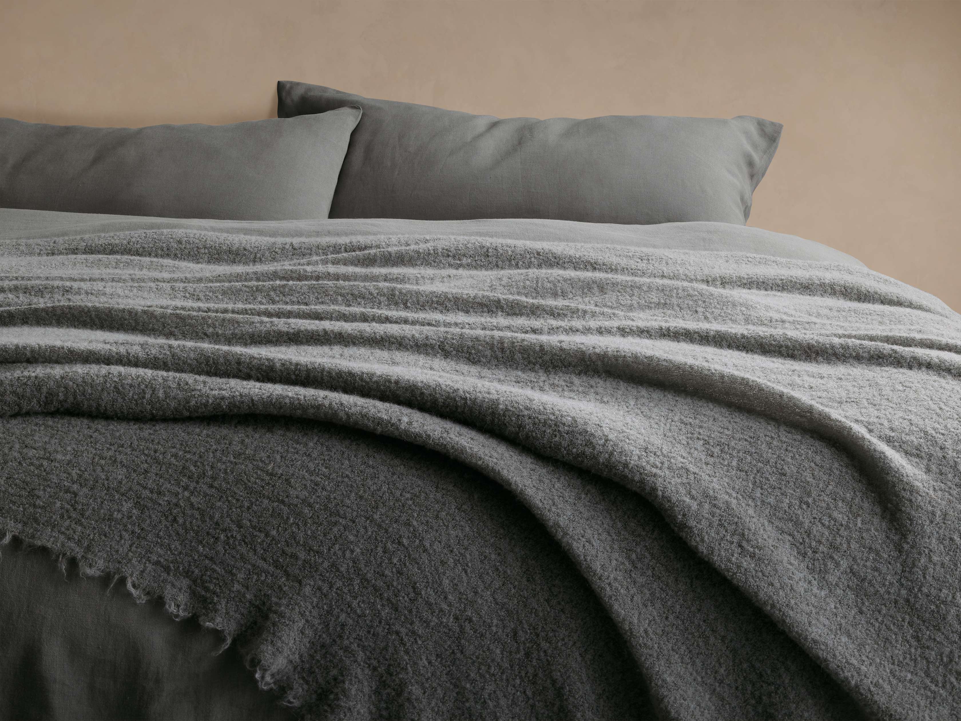 Italian Alpaca Boucle Throw in Charcoal