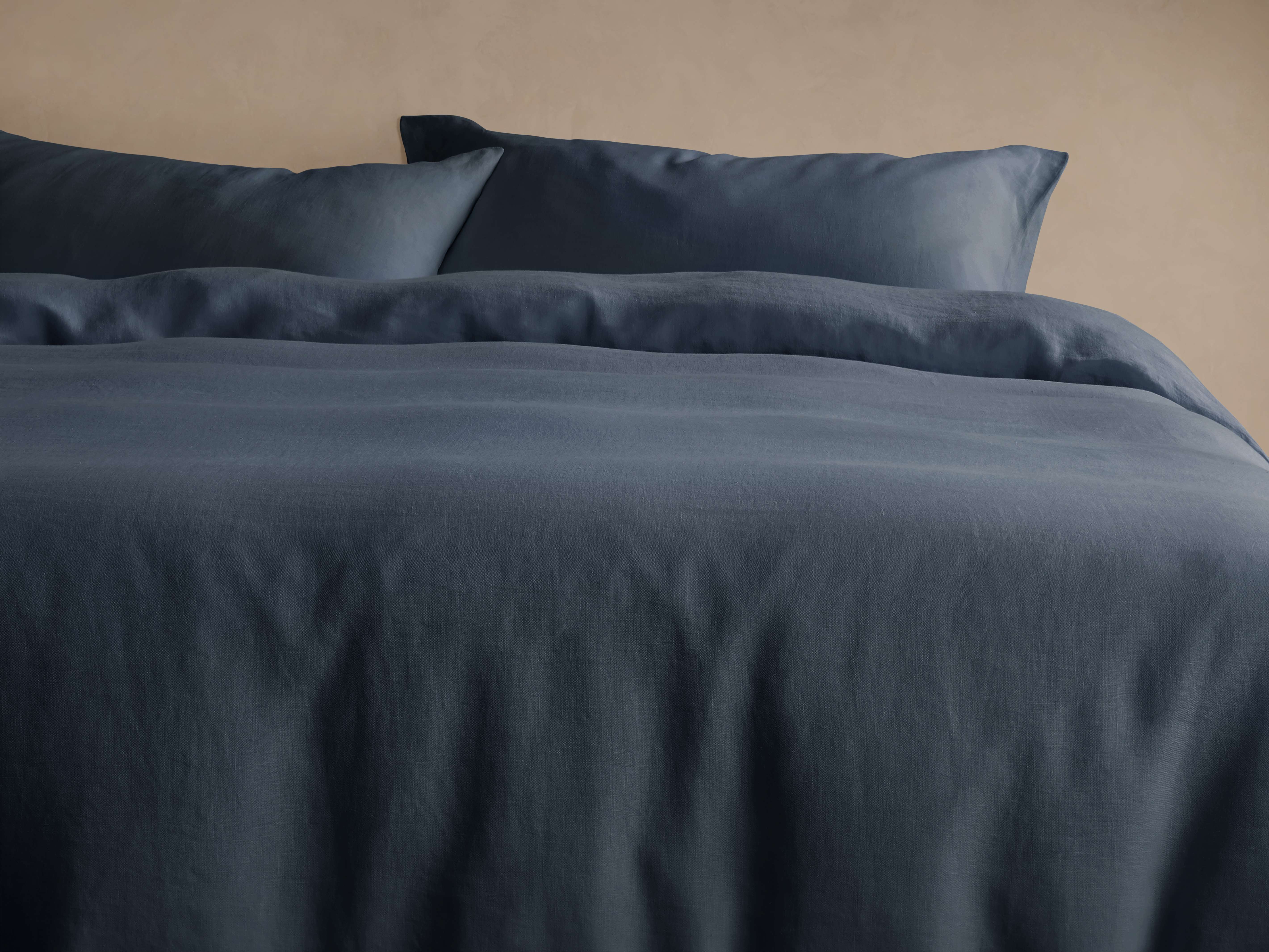 Italian Garment-Dyed Linen Duvet Set in Indigo