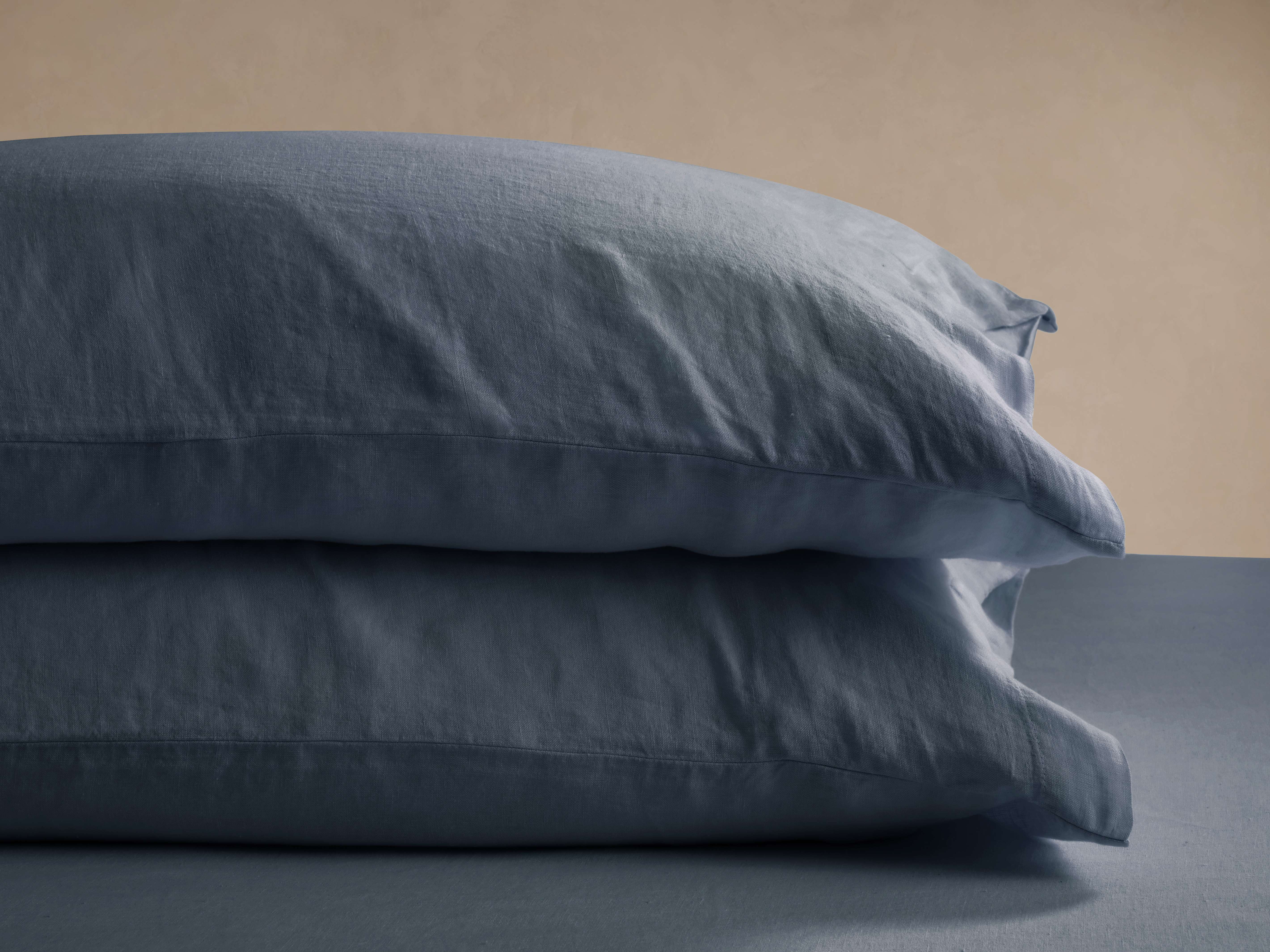 Italian Garment-Dyed Linen Pillowcases in Indigo (Set of 2)