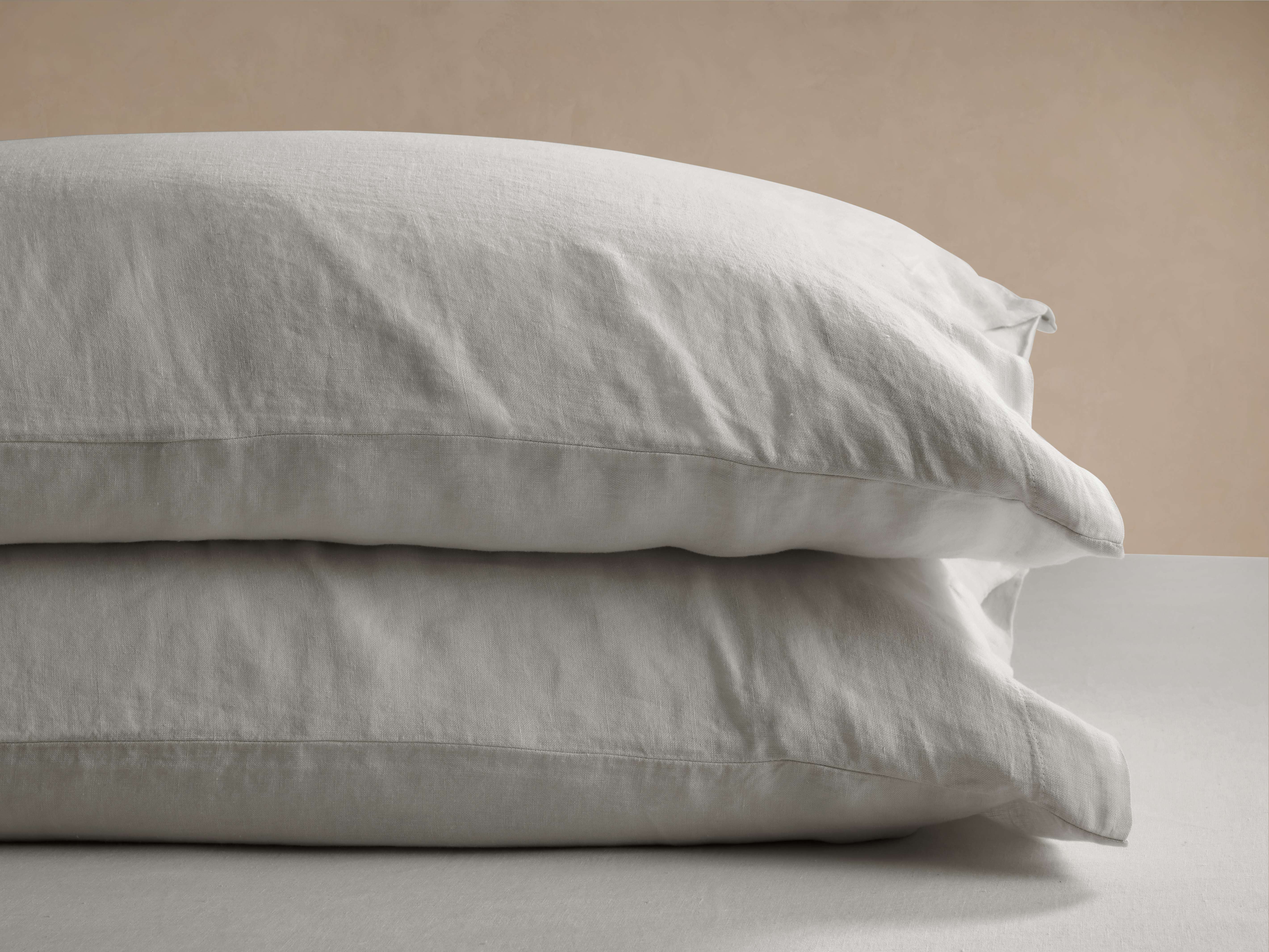 Italian Garment-Dyed Linen Pillowcases in Mist (Set of 2)