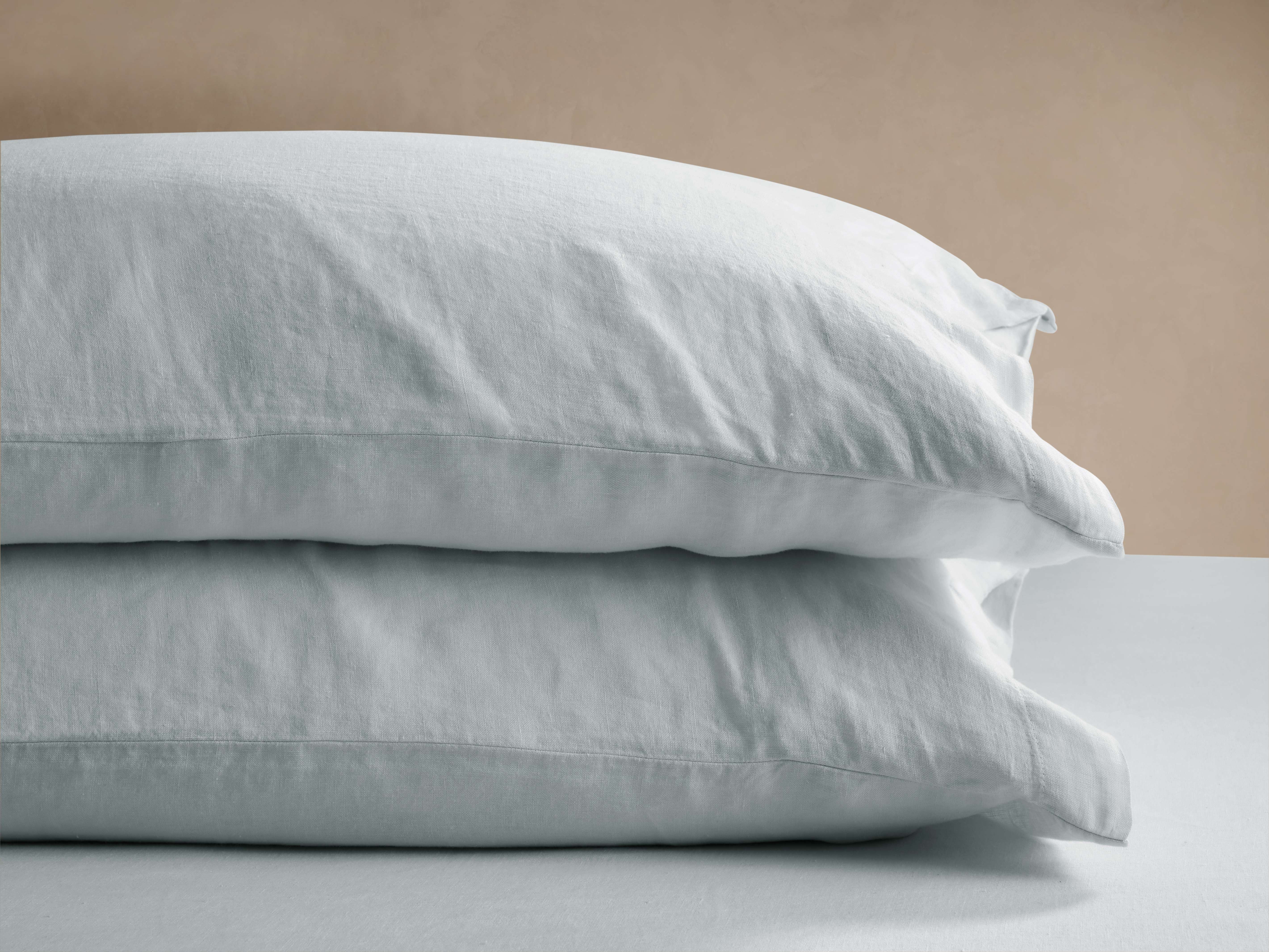 Italian Garment-Dyed Linen Pillowcases in Sky (Set of 2)