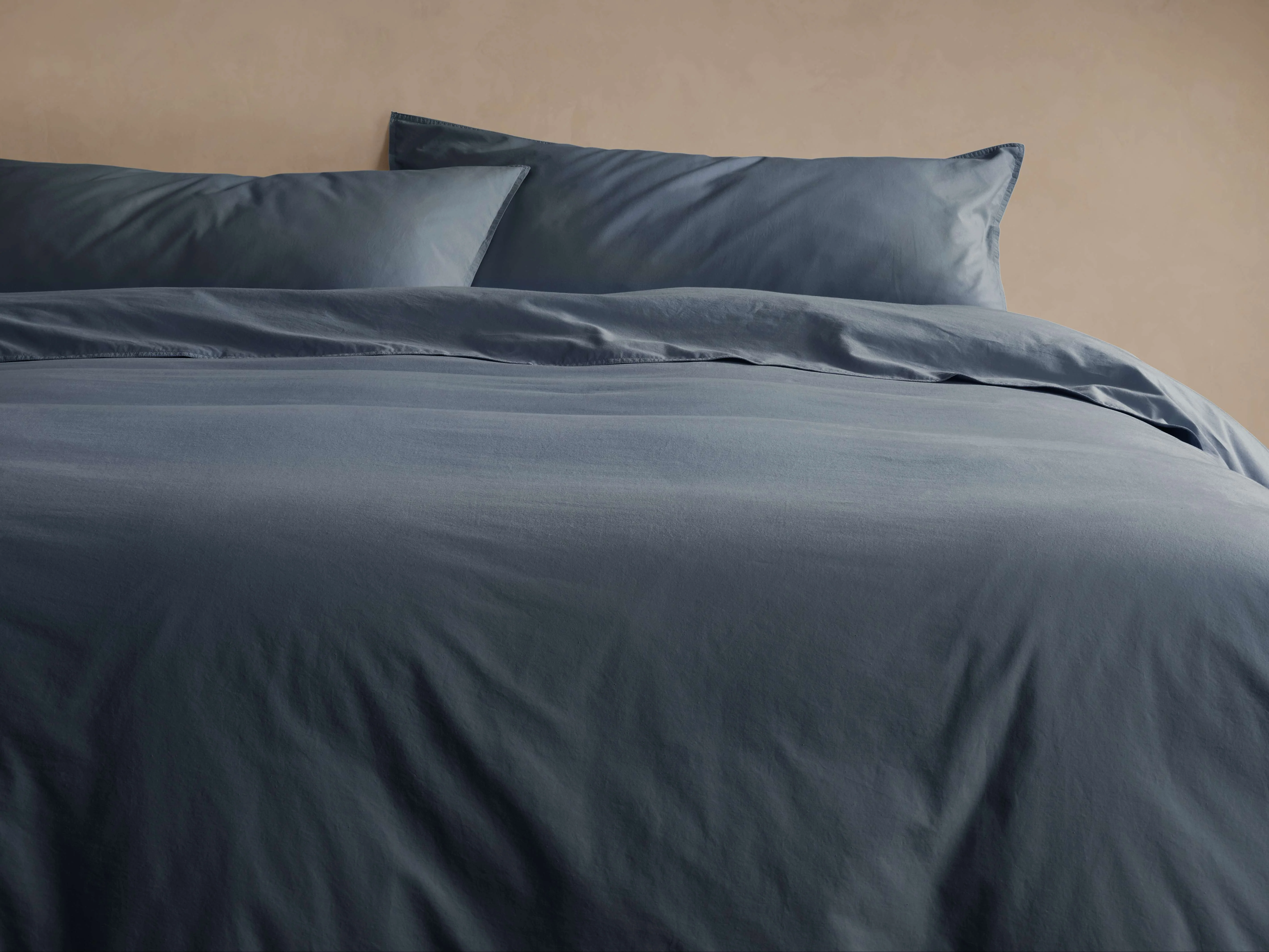 Italian Garment-Dyed Percale Duvet Set in Indigo