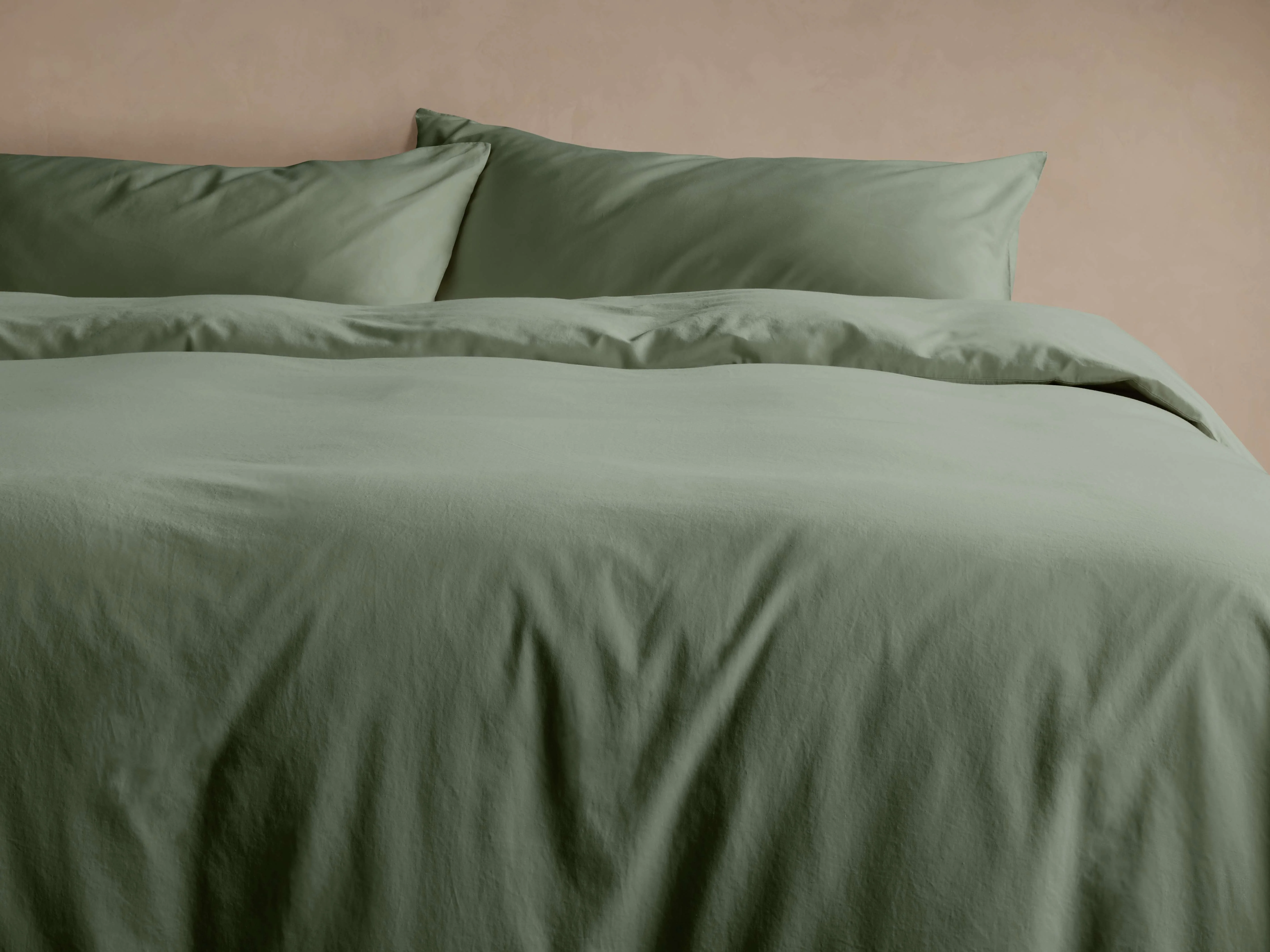 Italian Garment-Dyed Sateen Duvet Set in Moss