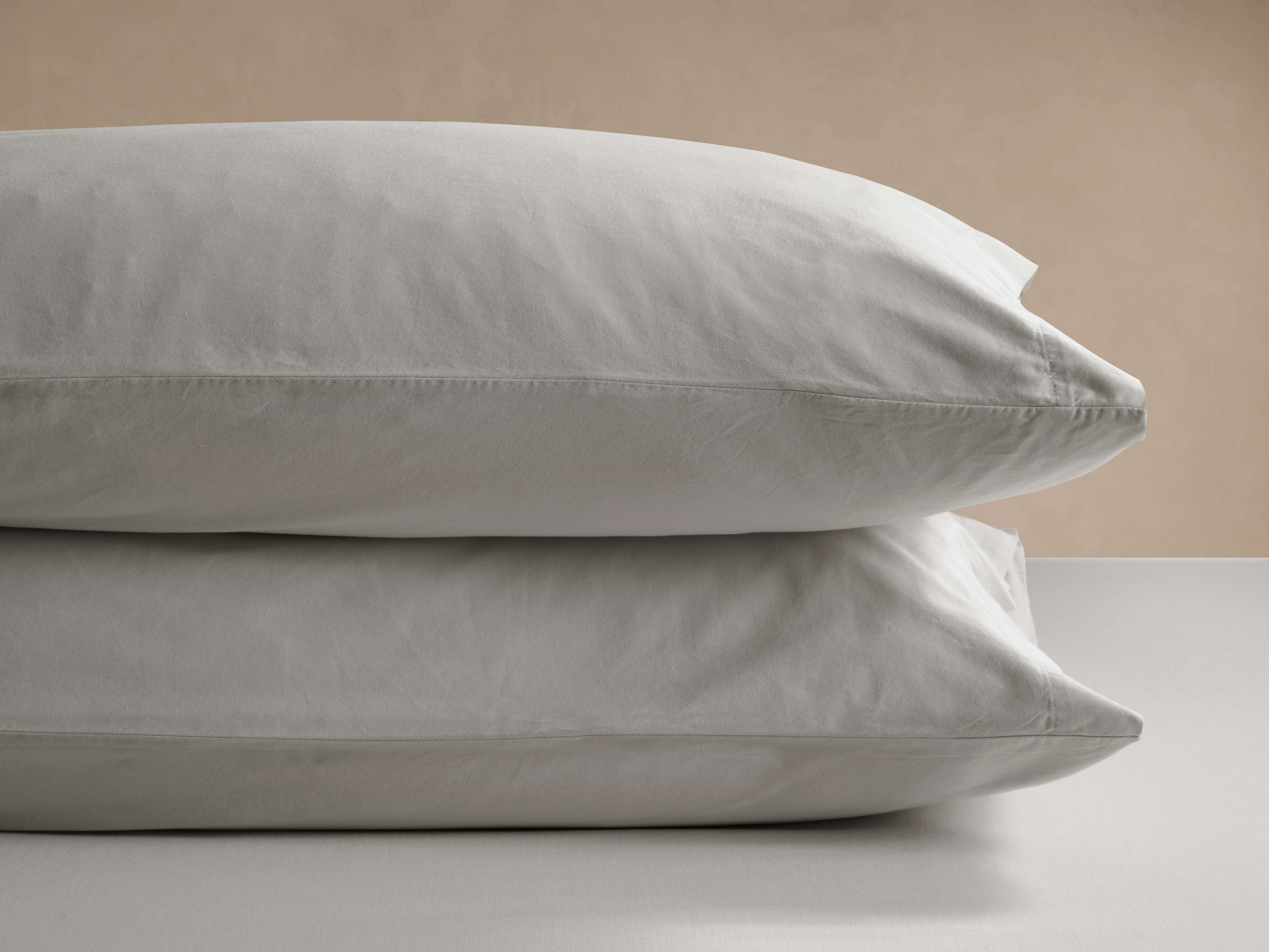 Italian Garment-Dyed Sateen Pillowcases in Mist (Set of 2)