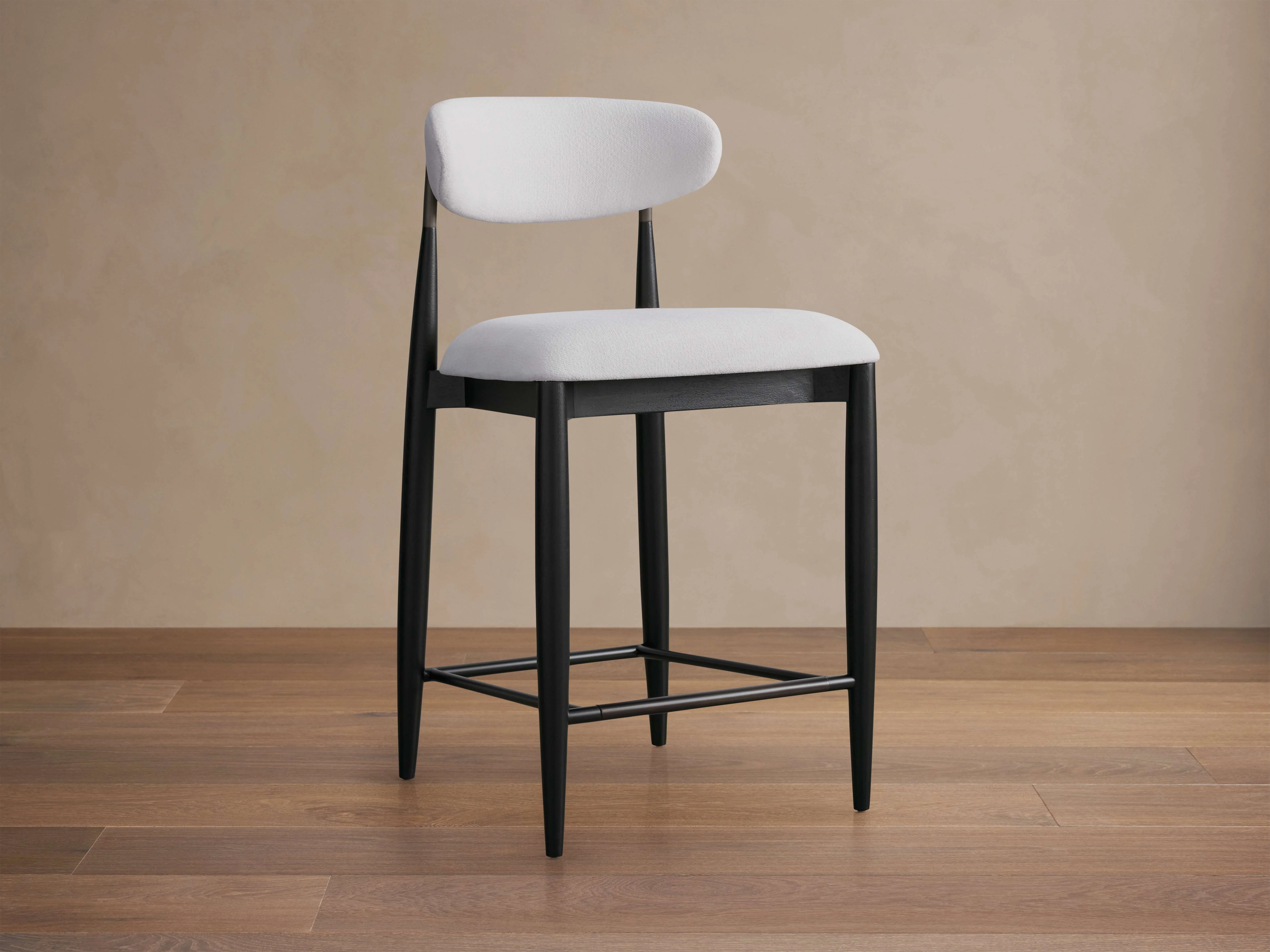 Jagger Armless Stool in Black with Antique Pewter
