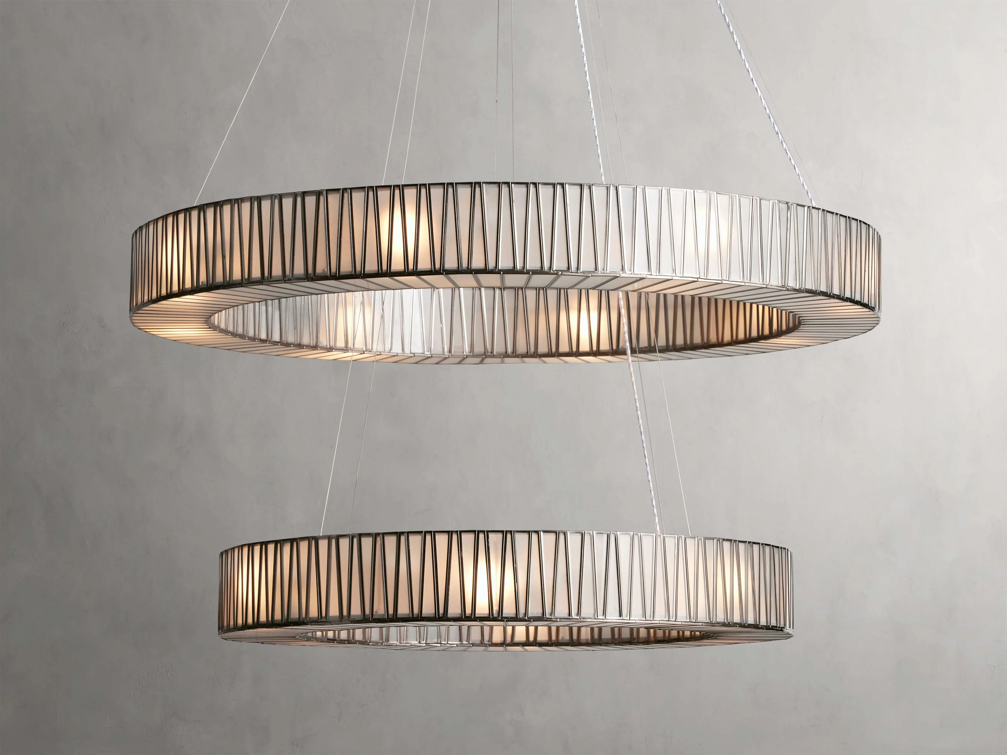 Jeunet 2-Tier Round Chandelier in Nickel