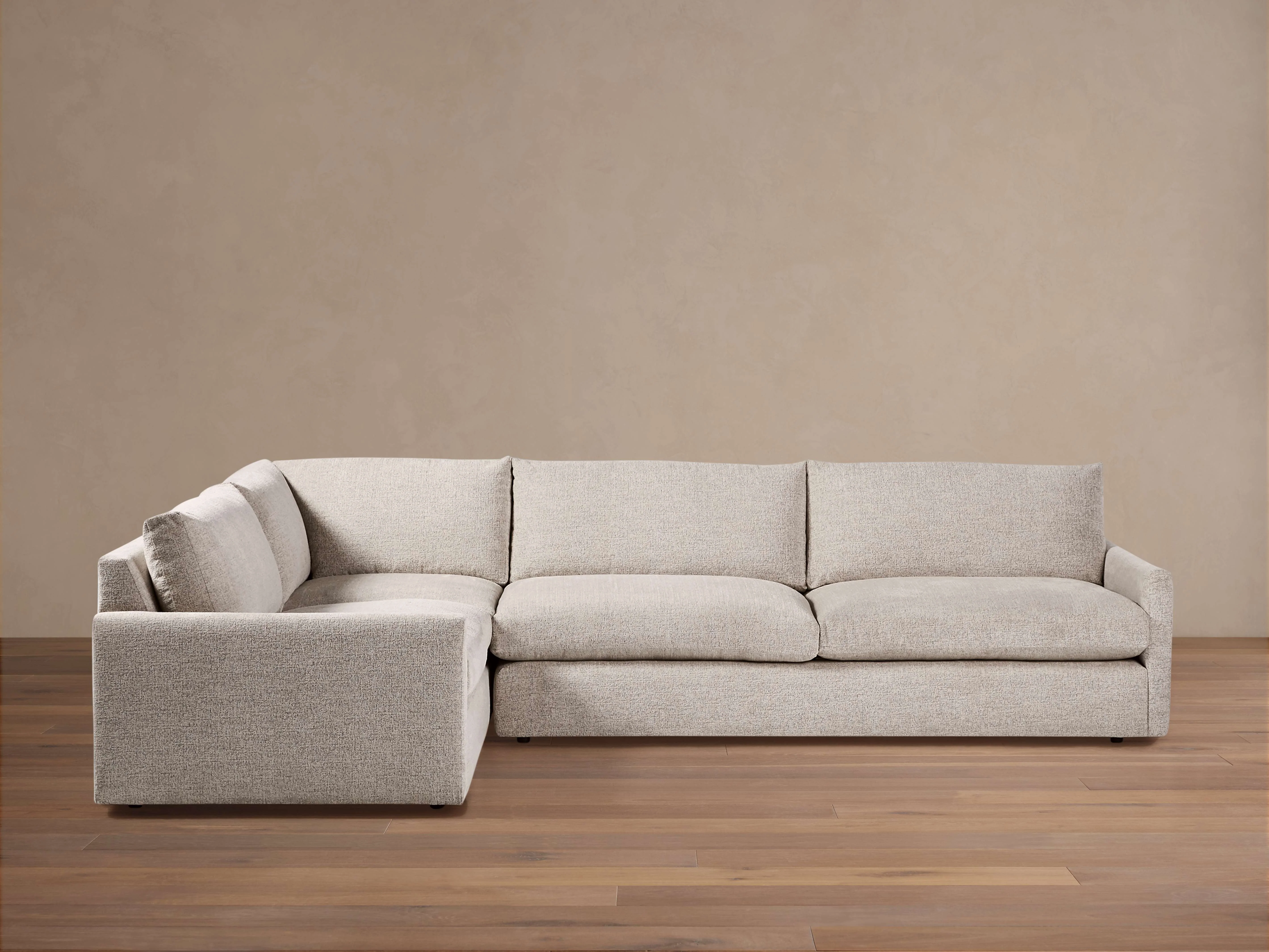 Kipton Slim Arm Two-Piece Deep Left Arm Sectional in Plush Linen