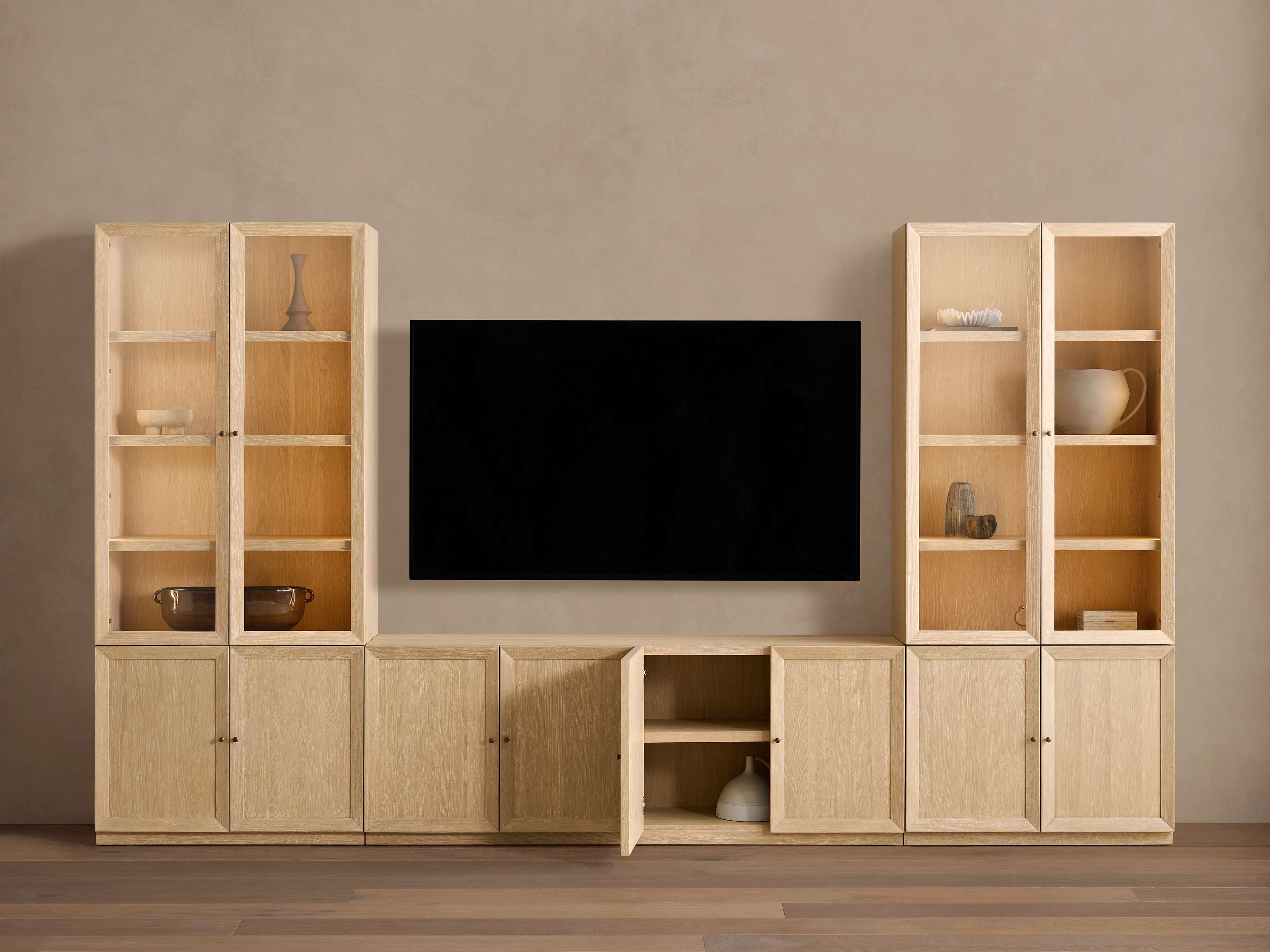 Nason Modular Glass Media Cabinet Set