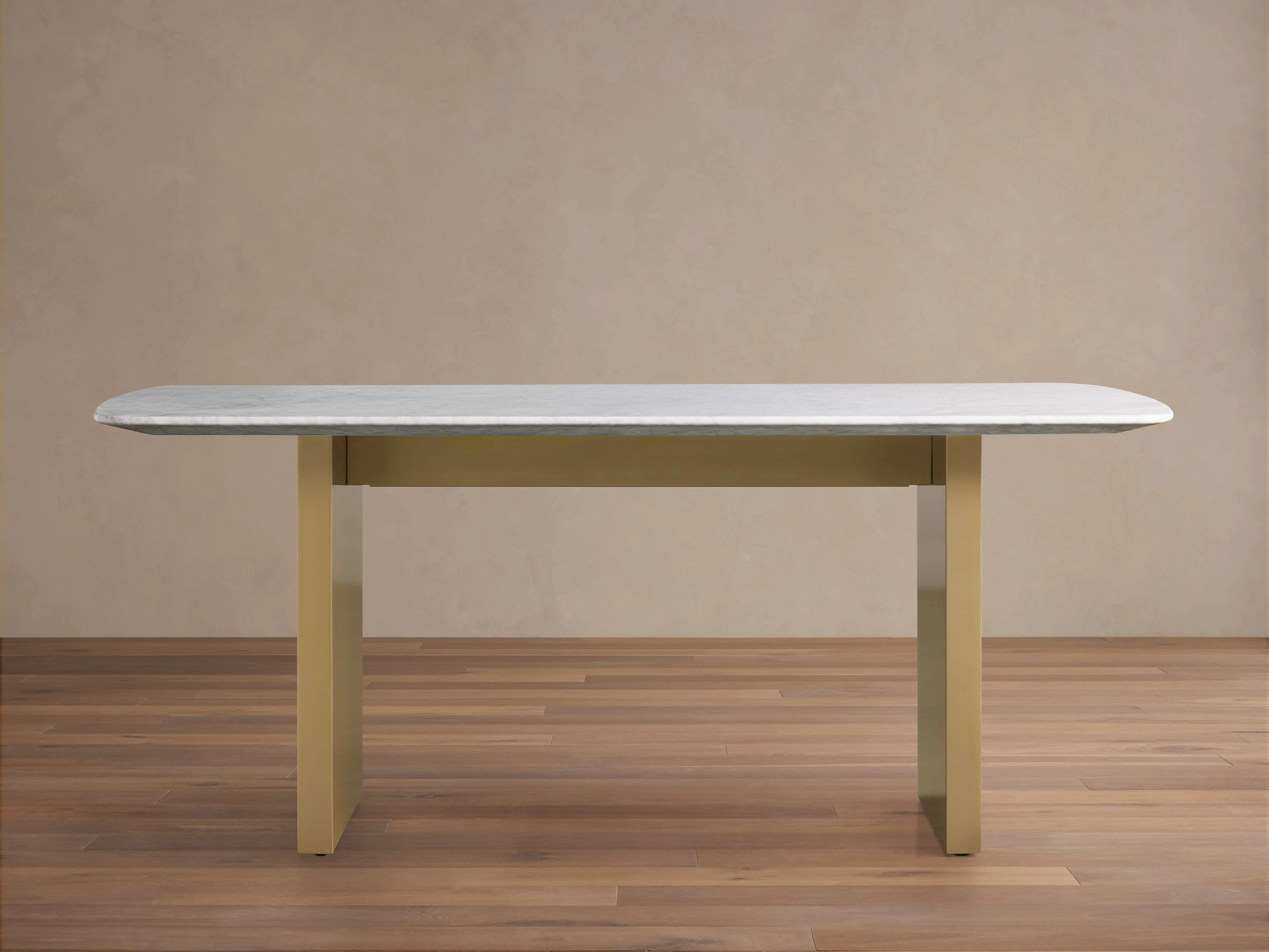 Saint Germain 72" Stone Dining Table with Clement Base in Antique Brass