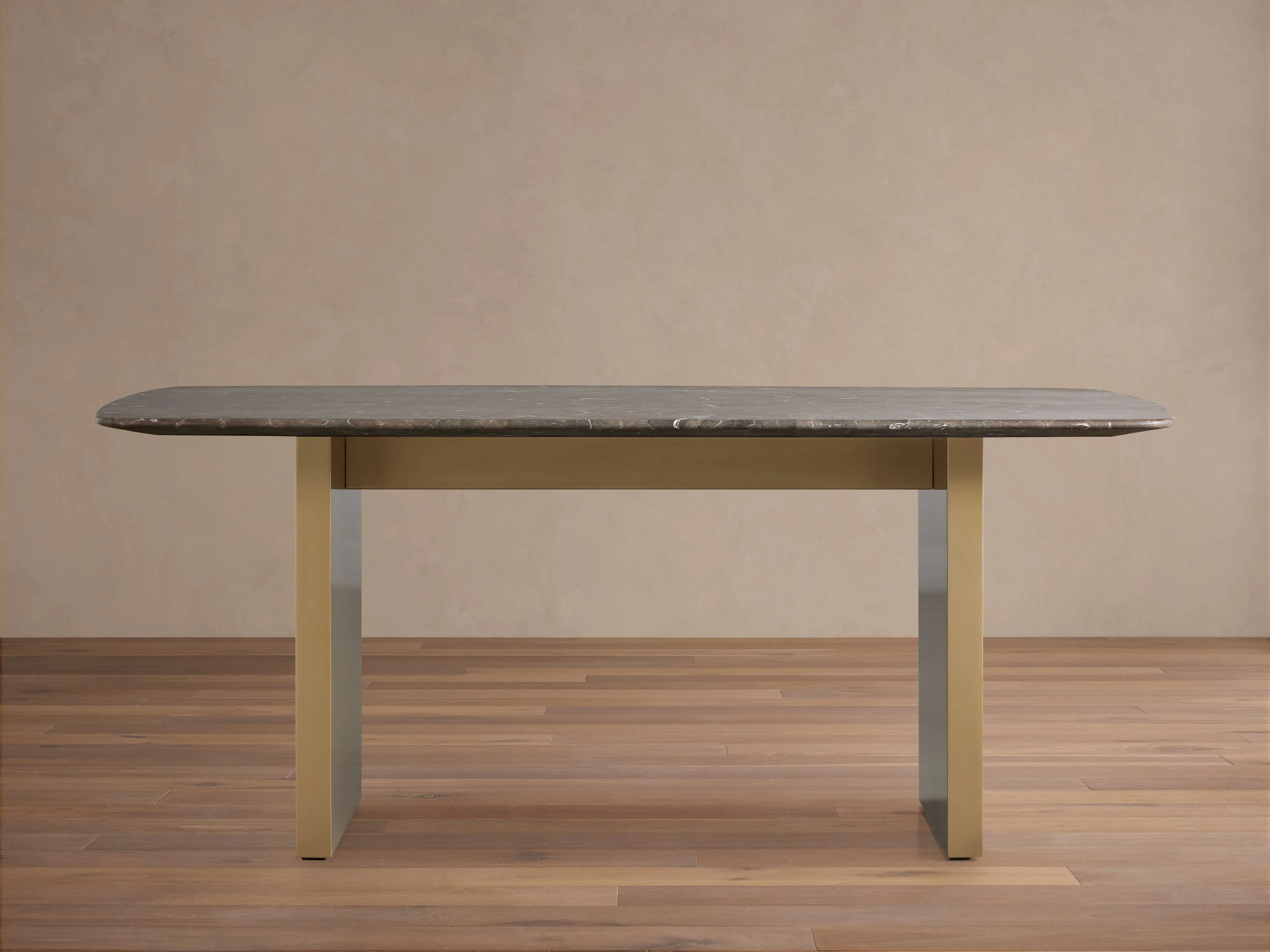 Saint Germain 84" Stone Dining Table with Clement Base in Antique Brass