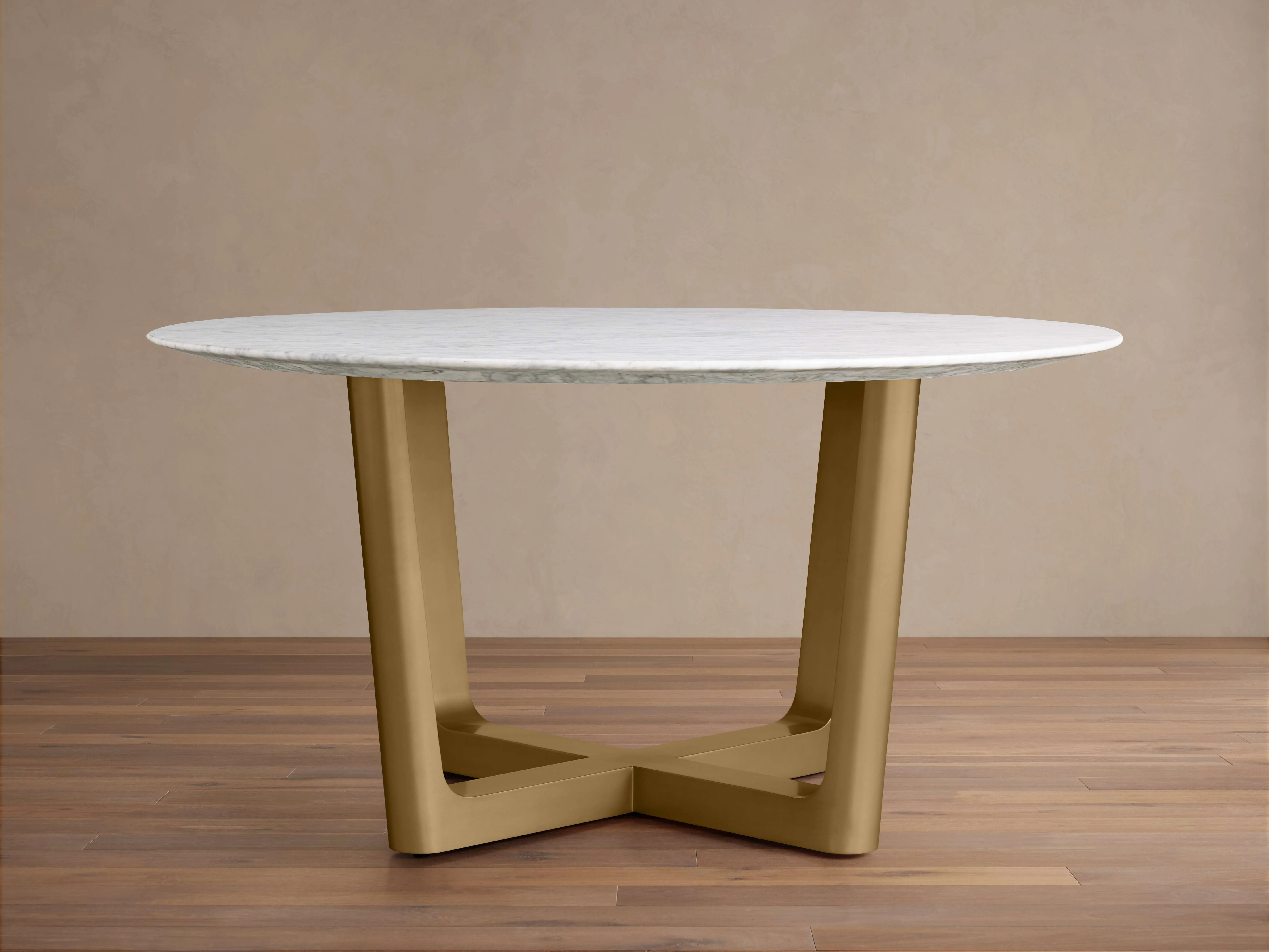 Saint Germain Round Stone Dining Table with Rennes Base in Metal