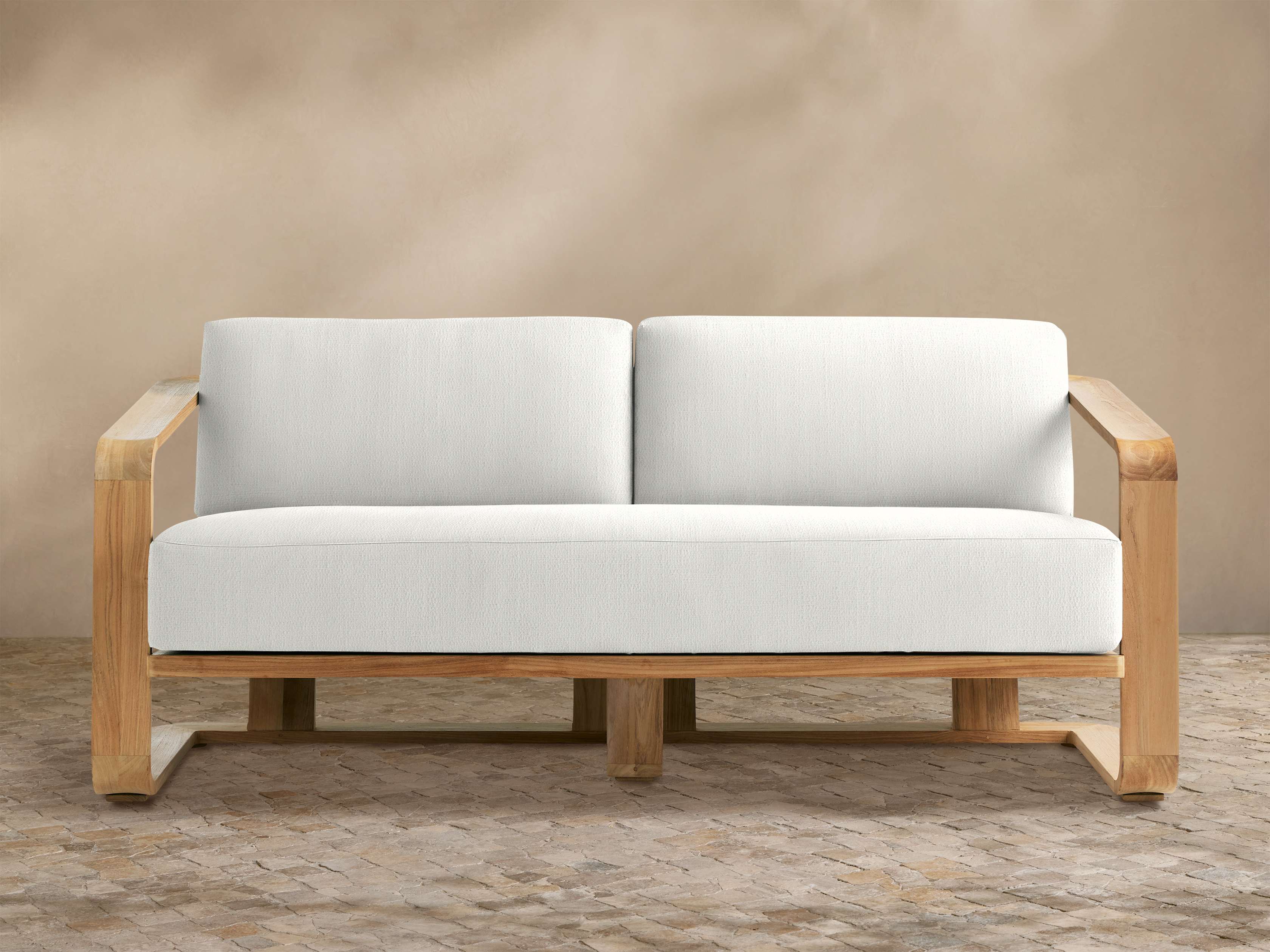 Sonoma Outdoor Teak Sofa in Savona Snow