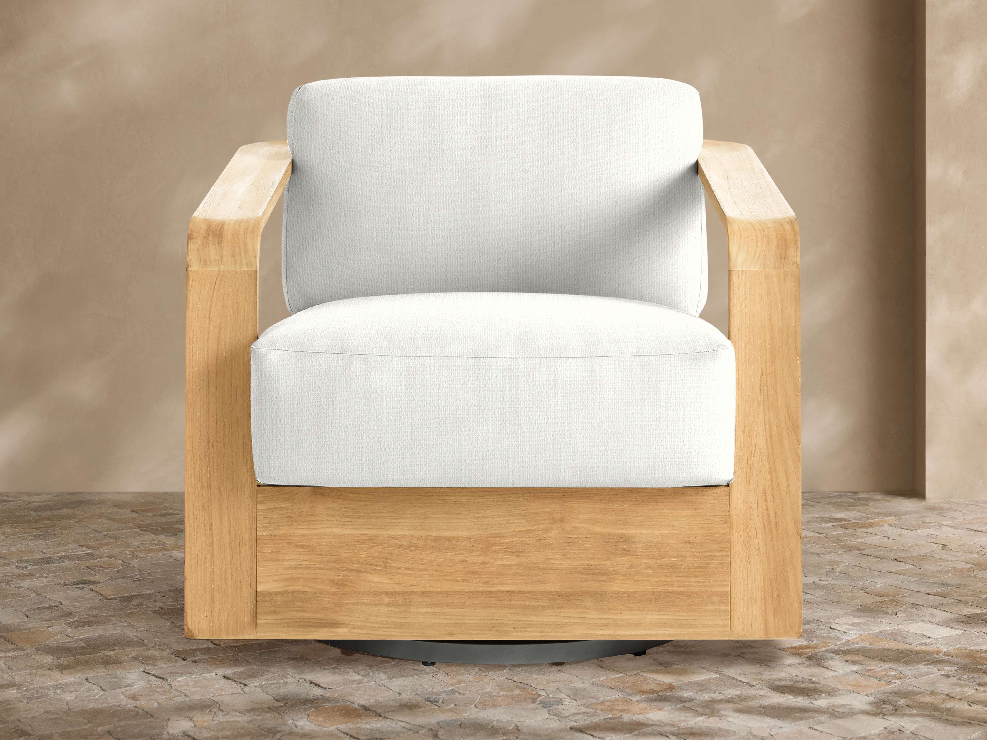 Sonoma Outdoor Teak Swivel Chair in Savona Snow