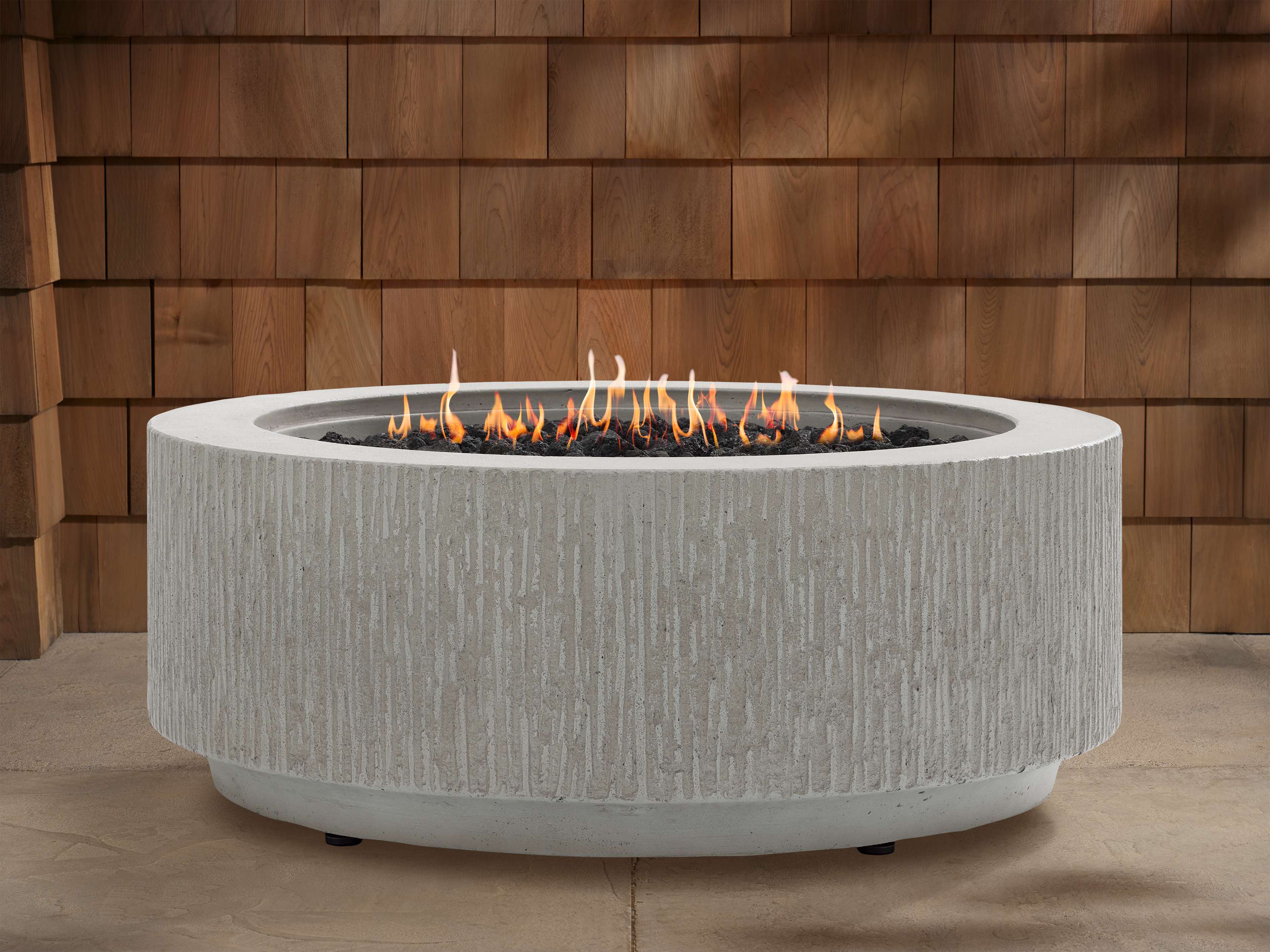 Wilmar Round Propane Fire Pit in Fog Chiseled